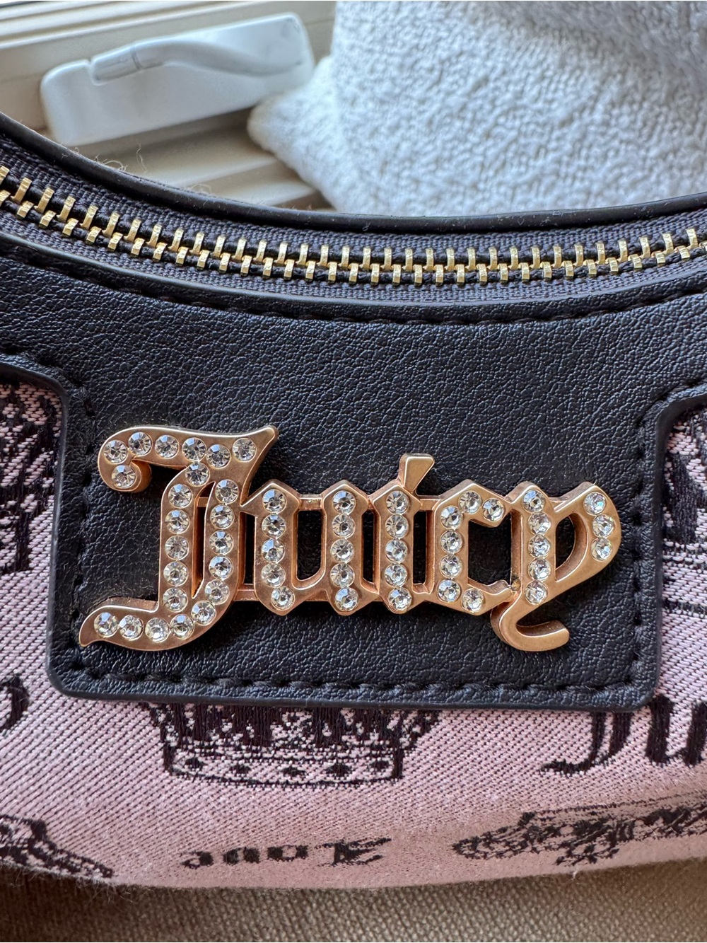NWT Juicy Couture Pink Diamond Vintage Couture Shoulder Bag Rhinestone Logo Y2K - Picture 6 of 11